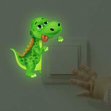 1Pc Glow In The Dark Switch Sticker, Cute Dinosaur & Cat Wall Decal, Luminous Animal Light Switch Cover For Home Bedroom Living Room Decor, Easy To Apply And Remove - Multicolor - View 7