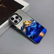 Light Luxury Ins-Style Blue Mountain And River Scenery  17PM Phone Case With UV Painting, Customizable Design - Silver Casing - Black - ZJ4601 - View 4