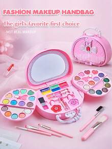 Set di giocattoli per trucco finto rosa non macchiante, giocattolo per gioco di ruolo, borsa per trucco portatile, regalo per ragazze - Multicolore - Visualizzare 2