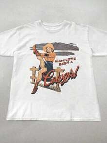 Camiseta Casual, Camiseta Retro de Vaquera, Camiseta con Gráficos de Chica Campestre, Regalos para Ella, Camisa Estilo Western Vintage de los 90, Ropa Linda de Vaquera, Unisex, 100% Algodón, - Blanco - Ver 1
