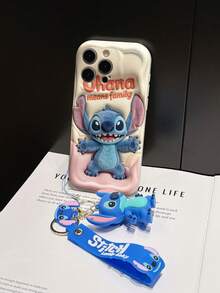 Disney Lilo And Stitch Phone Case : 3D Fluffy Pattern Border Protector Phone Soft Phone Case With A Free Cute Stitch Bracelet Chain Lanyard, Stitch, Lilo, Angel, For Apple 17 Promax 17 Pro 16 15 14 13 12 11 Pro Max XS Max X XR Soft Cover Summer Phone Case - 白色 - 查看 5