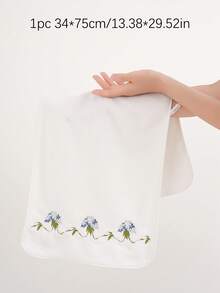 Coral Fleece Exquisite Embroidered Solid Color Bath Towel, Floral Embroidery, Bathroom Towel, Elegant Home Decor Suitable For Bathroom Towel, Hotel, Gym, Travel, Gift, Salon, Sports, Outdoor, Beach, School, Back To School, Travel, Travel Accessories, Home Essentials, Towel, Skin Care - White - View 11