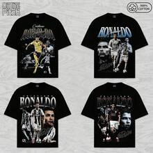 FIFA-Collection Cristiano Ronaldo T-Shirt - Vintage Ronaldo Signature Bootleg Shirt, Unisex Heavyweight Oversized Soccer Graphic T-Shirt, Premium Gift - 黑色 - 查看 2
