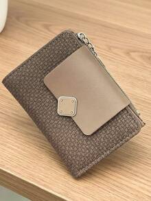 MINGYOU Fashionable Soft Textured Handheld Short Wallet Zipper Coin Purse - Chocolate Brown - View 3