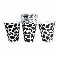 20 Vasos De Personajes Divertidos para Fiesta Aguinaldos Carton Cajitas Colores Cajita Adorno Regalo Bolo Volo Pascua Posada Recuerdo Decoracion Bodas Cumpleaños - Vaca Manchas Granja - Ver 1