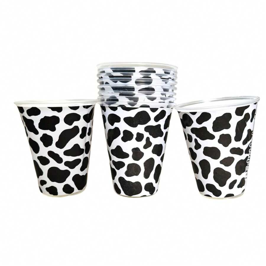 20 Vasos De Personajes Divertidos para Fiesta Aguinaldos Carton Cajitas Colores Cajita Adorno Regalo Bolo Volo Pascua Posada Recuerdo Decoracion Bodas Cumpleaños - Vaca Manchas Granja - Ver 1