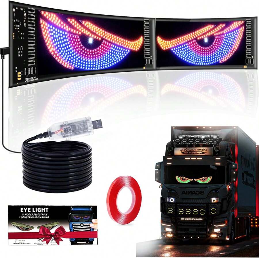 2pcs Dynamic Led Car Windshield Light Smart Ambient Signal Lamp For Trucks Trailers And Party Decor Blue - Blue - View 1