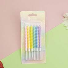 HIBIRTH 12pcs Colorful Spiral Threaded Candles, Indoor Cake Candles, Creative Happy Birthday Candles, Birthday Party Celebration Spiral Candles, Baking Decoration Inserts - View 5
