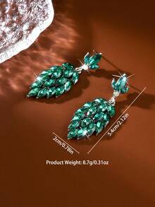 1 par de pendientes de cristal brillantes y de moda para la Sra. Ye Zixin, un pendiente de joyería de lujo adecuado para vestidos de noche de alta gama y bodas. - Plata 585-1 - Ver 11