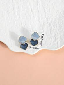Geometric Pattern Earrings Suitable For Daily Wear - Blue - View 3