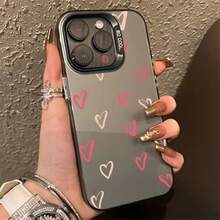 Simple Couple Design With Small Hearts All Over The Screen, Apple 17 Phone Case,  14/15 Pro Max Anti-Drop AIR Protective Cover - Silver Casing - White - ZJ2954 - View 6