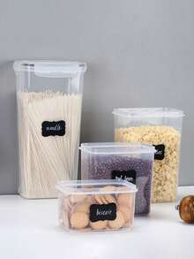 48pcs Sealed Food Storage Containers With LIDS - Lunch Boxes Ideal For Organizing And Storing Grains, Rice, Pasta, Tea, Nuts And Coffee Beans In A Kitchen Pantry - Can Be Used For Dishwasher Washing, Including Labels And Markers - Black and White - View 4