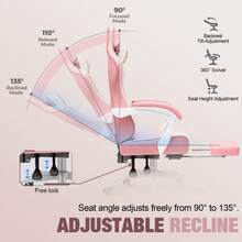 Gaming Chair For Adults Computer Chairs With Footrest Headrest And Lumbar Support Ergonomic Height Adjustable Reclining PC Chair - Pink - View 6