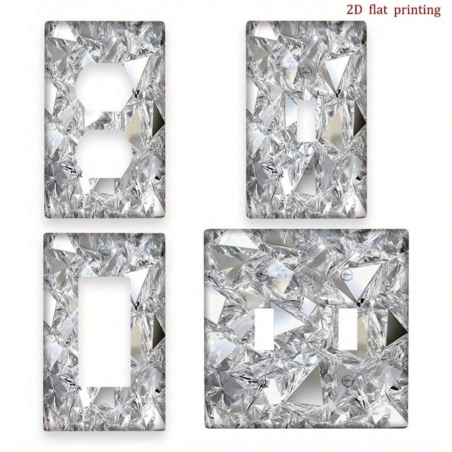 Modern Geometric Crystal Cluster Light Switch Panel - Decorative Wall Plate, Suitable For Single/Double Rocker Switches, Indoor/Outdoor Use, Easy Installation, Switch Compatible (No Electricity Required), 2D Flat Design