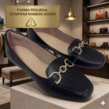 Sapatilha Mocassim Feminina Confortável Bico Quadrado Enfeite Elegante Linha Premium - Preto - Visão 1