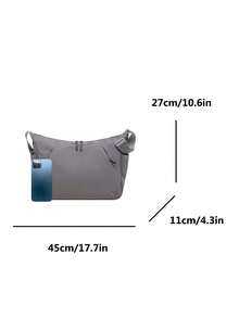 1pc (17.7in*10.6in*4.3in) Fashion Men's Crossbody Bag, Shoulder Bag, Messenger Bag, Large Capacity, Scratch-Resistant And Wear-Resistant Material, Suitable For Travel, Commuting, Adjustable Shoulder Strap, Gift For Family And Friends, Simple Casual Grey Men's Crossbody Bag - Grey - View 6
