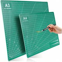 1pc Double-Sided Green Cutting Mat, A4 Size With Scale Grid + Multi-Angle Marking Lines For Precise Positioning. PVC Material Self-Healing Blade Marks, Easy Cutting Without Leaving Traces, Protective Desktop For Paper Cutting, Model Making, Scrapbooking, Crafting And Art Projects. - One Size Fits All - View 2