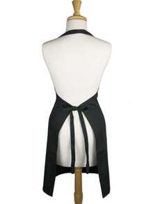 1pc Adjustable Halter Neck Apron With Pocket Design - Unisex Professional Apron, Stain-Resistant, Suitable For Kitchen, Bathroom, Home And Other Scenes, Essential Practical Accessory For Home Living - Black - View 5