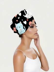 2pcs Printed Large Size Bathrobe & Hair Drying Cap Set, Wearable Wrap Towel, High Absorbency, No Shedding, Sexy Tube Top Bathrobe For Home - Multicolor - View 8