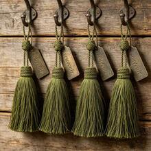 20pcs Silk Tassel Bookmarks With 2-Inch Rings And Chinese Knots, Suitable For Jewelry Making, Souvenirs, Bookmarks And DIY Handmade Accessories (Navy Green). Can Be Used For Keychain Decorations, Windows, Wedding Gifts, Etc. - L-Grass Green - View 5