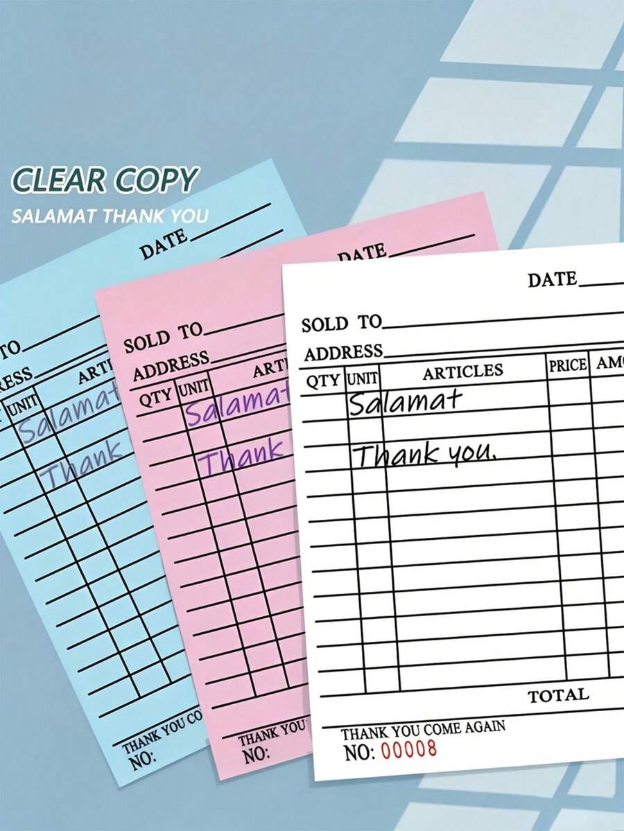 Thank You Receipt Books, White & Yellow Two-Part Carbonless Receipt Pad, Small Business Invoice Book, Order Book Receipt Books Invoice Book For Business,School Supplies,Back To School - Multicolor - View 1