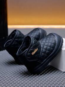 Must-Have For Moms: Autumn/Winter Baby Warm Snow Boots With Thick Fleece Lining, Anti-Slip Rubber Sole For Stable Walking, Hook And Loop Design, Versatile Ankle Boots For Boys And Girls, Suitable For Home And Outdoor Wear - Black - View 4