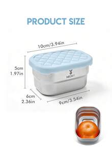 Meoky 3pcs 8oz Stainless Steel Snack Containers With Silicone Lids, Leak-Proof Small Food Storage Boxes, Reusable Metal Lunch Boxes For Snacks, Meal Prep, Travel & Picnic - Light Blue*3-piece Set - View 3
