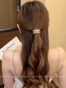 Bộ 2/1 chiếc dây buộc tóc đính đá lấp lánh tối giản, dây chun buộc tóc, kẹp tóc dành cho nữ, thích hợp đi du lịch, sinh nhật. - Nhiều màu - Xem 7