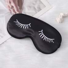 Double-Sided Faux Silk Eye Mask With Printed Eyelashes, Relieves Fatigue, For Nap, Travel, Home Sleep, Eye Protection, Minimalist Satin - Multicolor - View 11
