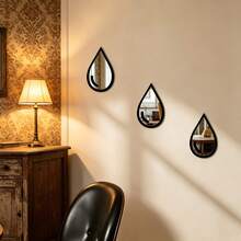 1pc/2pcs/3pcs Teardrop Shaped Mirror Wall Stickers - Self-Adhesive Double-Layer Acrylic Mirror Stickers, Suitable For Office, Bathroom And Kitchen, Easy To Apply And Remove, Artistic Design Fashion Decor, Ideal Housewarming Gift - Double-layered Mirror Teardrop - View 9