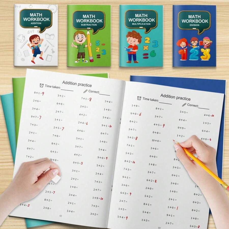 Math Workbook Series, Addition Subtraction Multiplication Division Arithmetic Practice, Progressive Number Exercises, Develop Calculation Skills, Speed And Accuracy, Suitable For Daily Learning And Practice - Math Workbook - View 1
