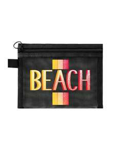 網格海灘包與小收納袋套組，印有夏季「BEACH」圖案，充滿夏日氛圍，包含購物袋、海灘包、夏威夷風透明收納袋、旅行盥洗包、海灘托特包、休閒度假包、化妝收納袋，適合學校、度假、假期和返校，是送給朋友和老師的理想禮物，也適合生日、派對、夏季、度假、假期和婚禮場合 - 彩色 - 查看 17