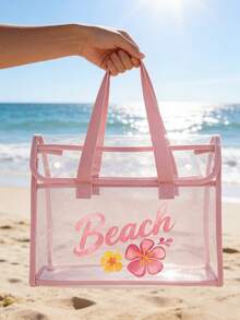 New Summer Starfish & Shell Pattern PVC Toiletry Bag - Fashionable & Practical, Upgraded Material, Soft & Comfortable Touch, Waterproof & Sand-Resistant; Equipped With Sturdy Zipper To Ensure Item Security. Transparent Design Allows You To Easily View Contents Without Searching. Ideal Gift For Valentine's Day, Mother's Day, Back To School Season, And Spring/Summer, Beach Essential, Vacation Must-Have - Multicolor - View 4
