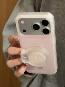 Ins Style Minimalist Pink Marble Phone Case With Stand Compatible With Apple 14 Pro Max, 13, 14 Pro, 12, 11, 15 Pro, Niche Premium Feel, Women's Shockproof Full Coverage Silicone - Light Pink - View 4