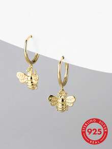 Pendientes de abeja delicados y lindos de plata de ley 925, elegantes y versátiles, un gran regalo para familiares, amigos y parejas - Dorado - Ver 1