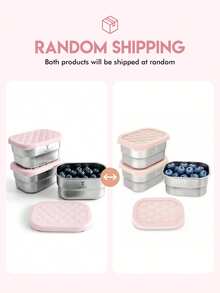 Meoky 3 Paket Wadah Camilan Stainless Steel 8oz dengan Tutup Silikon, Kotak Penyimpanan Makanan Kecil Antibocor Wadah Makan Siang Logam yang Dapat Digunakan Kembali untuk Camilan Persiapan Makanan Perjalanan Piknik - Set 3 potong merah muda* - View 11