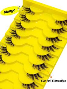 10 Pairs Half-Length False Eyelashes, Soft Natural Cat Eye Corner Lashes, Thin Crossed Corner Style, Fluffy Lashes, Suitable For Party, Evening Banquet, Travel - Half Eyelashes - View 4