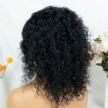 Pixie Cut Wig Curly Wig 100% Human Hair Wig Women's Short Hair Wig Fluffy Shape With Bangs Mechanical Manufacturing 8 Inches Suitable For All People - Natural Black - 查看 6