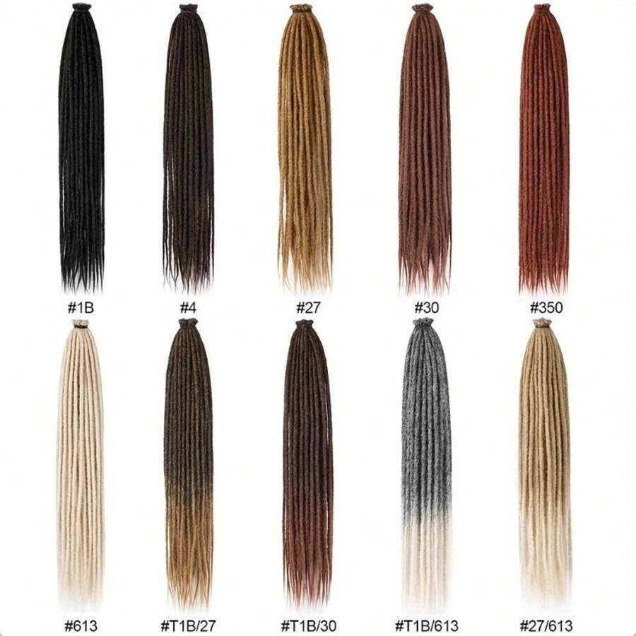 20 Strands 24 Inch Dreadlock Extensions Synthetic Hippie Single Ended Dreads Ombre Black 0.6 Cm Width Loc Extensions Reggae Style Crochet Hair For Men