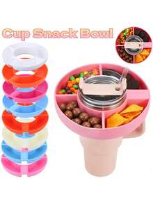 Bol à collation pour tasse, Matériau, Bol à collation 40 Oz (Environ 1134.0g) avec poignée, Accessoires pour tasse. (Blanc et rose, bleu, violet), Bol à collation pour tasse, Réutilisable, Convient pour Quenche H2.0 40 Oz (Environ 1134.0g) Gobelet avec poignée, Plateau à collation avec 4 compartiments, Convient pour tasse (Bleu), Bol à collation pour tasse, Plateau à collation anti-basculement, Compatible avec tasse Quenche 1.0 / 2.0 40 Oz (Environ 1134.0g) avec poignée - Multicolore - Voir 2
