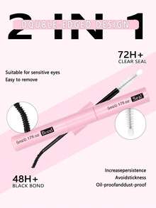 1pc 2 In 1 Eyelash Bond And Seal For DIY Lash Extensions, Bond 5ml And Seal 5ml, Tweezers, Lash Glue Strong Hold Lash Cluster Glue 2 In 1 Lash Bond And Seal Waterproof Long Lasting Cluster Lash Glue All Day Wear For DIY Lash Extensions Lash Glue - Baby Pink - View 2