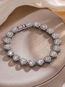 rakol 3pcs Open Cuff Bracelets, Copper Plated 18K Gold With Zirconia, Popular Style For Charming Girls - Silver - View 7