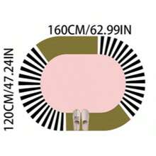 1pc Pink & Green Striped Oval Area Rug, Living Room Carpet, Washable Rug, Home Decor - Multicolor E - View 18