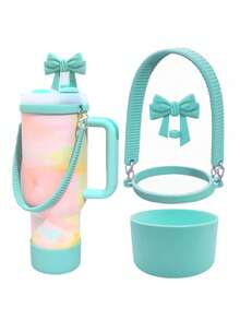 3pcs Water Bottle Accessories Set: Silicone Bottom Sleeve, Silicone Straw Lid, Bow Straw Lid, Suitable For Decorating 30/40oz Cups, 20/30oz Cups And 16oz Ice-Flow Bottles, Anti-Slip Shiny Protective Bottom Cover, Durable Thick Silicone Material Offers Better Protection Than Flat Thin Cup Sleeves - Multicolor - View 16