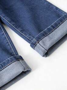 Disney Toy Story Patterned Baby Loose-Fitting Straight-Leg Jeans Are Perfect For Spring/Summer Casual Vacations, Western Street Style, And Party Wear. - Navy Blue - View 4