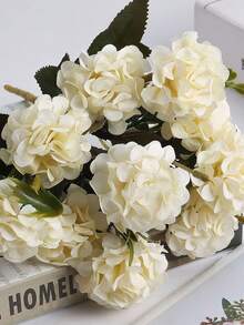 2 Pack Large Artificial Hydrangea Flowers, Silk Faux Flowers For Home Decor Indoor Wedding Bouquets Kitchen Centerpiece Table Decorations - 白色 - 查看 1