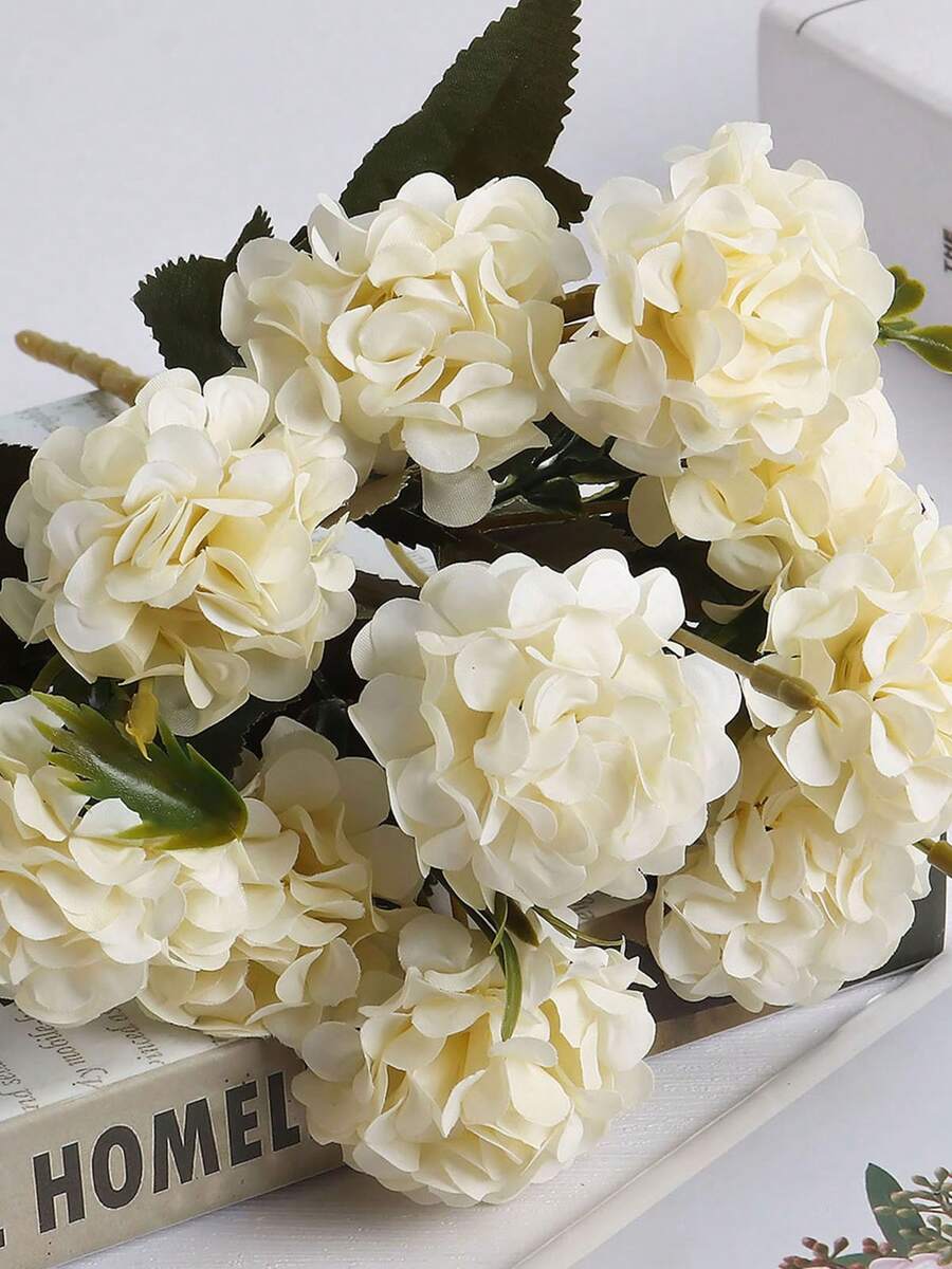 2 Pack Large Artificial Hydrangea Flowers, Silk Faux Flowers For Home Decor Indoor Wedding Bouquets Kitchen Centerpiece Table Decorations - White - View 1