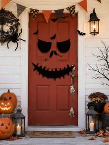 1 Set Halloween Skull Door Decoration Set, Felt Front Door Cover Kit ...