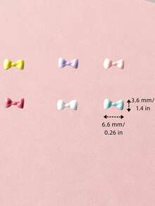 200入夏季亮面緞帶蝴蝶結美甲配件，Y2K可愛馬卡龍混色美甲用品，美甲水鑽DIY美甲飾品美甲裝飾 - 彩色 - 查看 10