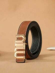 Women's Palm Print Leather Belt, Fashionable Minimalist Versatile Jeans Waist Belt, Korean Style - Multicolor - View 3